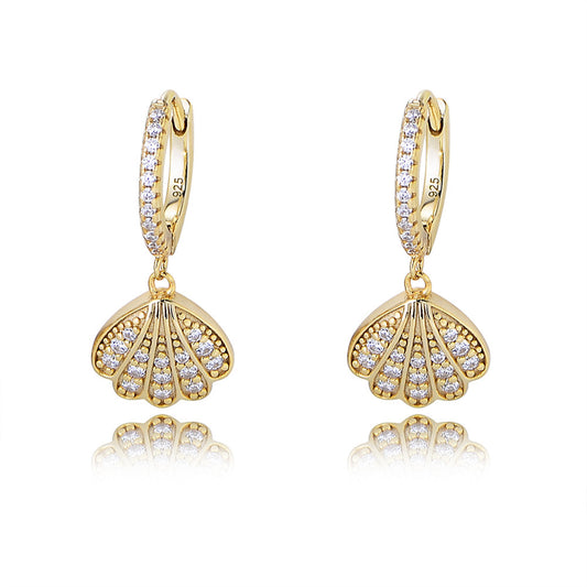 Jewelry S925 Silver Geometric Fan Full Zircon Earrings, High-End Earrings, Creative And Ear