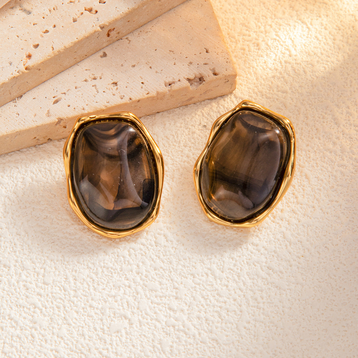 Planderful Vienna Verve Stainless Steel Irregular Concave Convex Stud Earrings For Women Geometric Statement Jewelry