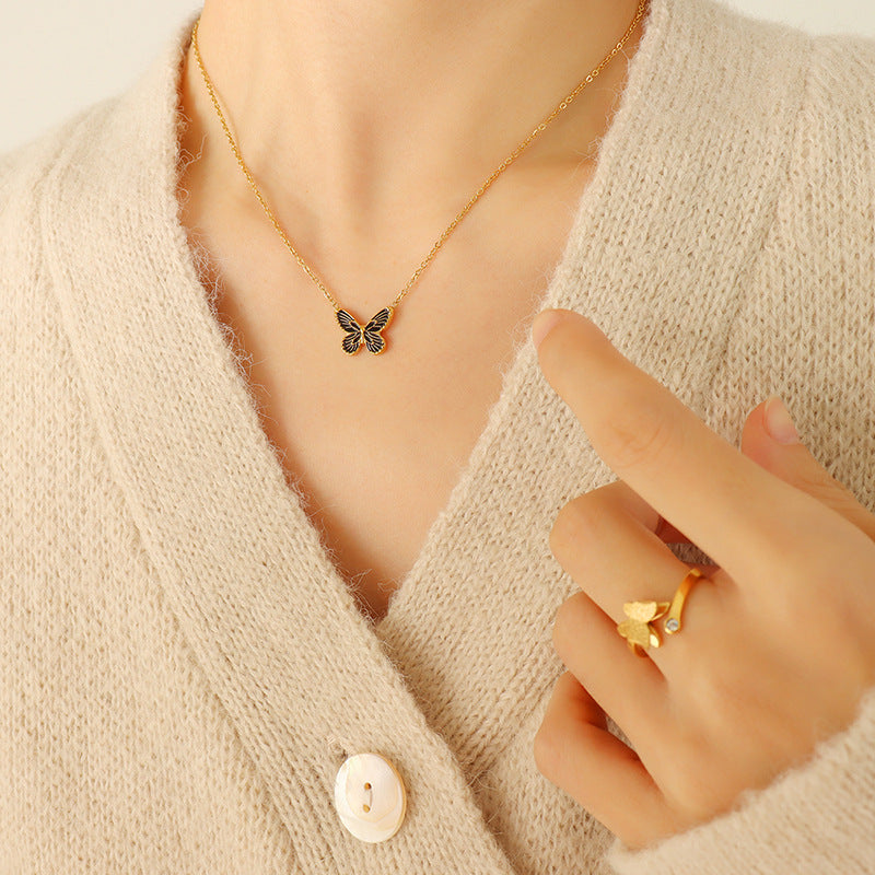 Butterfly Charm Pendant Necklace Set with Bohemian Flair