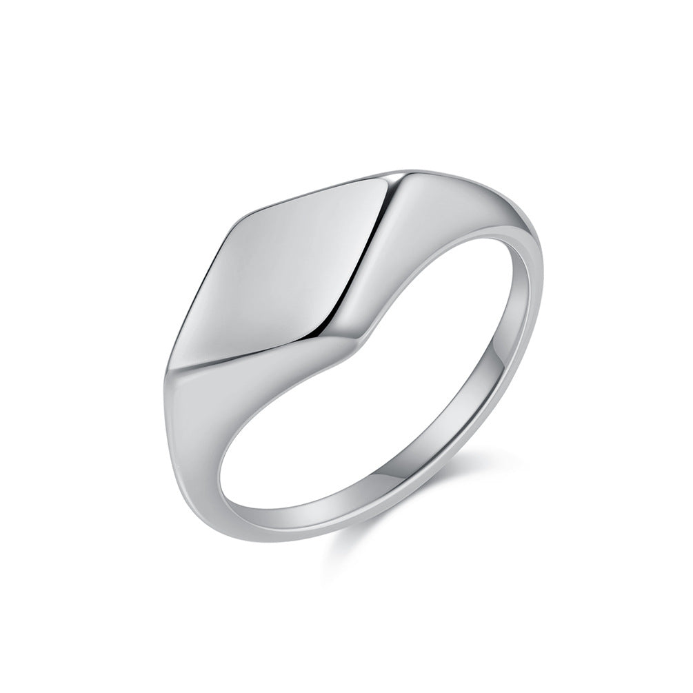 Planderful Rhombus Geometry Ring For Women And Unisex Minimalist Steel Jewelry With Modern Bold Design