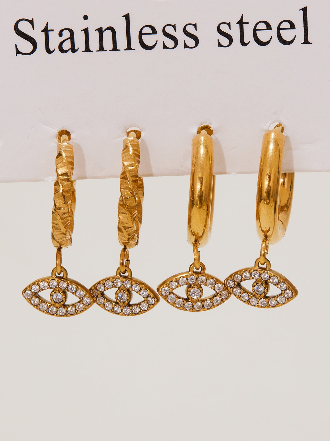 Planderful Devil Eye Earrings 18K Gold Plated Zircon Daywear