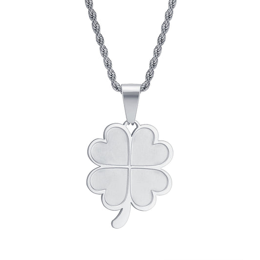 Jewelry Stainless Steel Four-Leaf Pendant Necklace Unisex