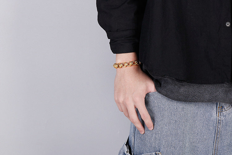 Planderful Skull Bracelet Men Titanium Steel Retro Style