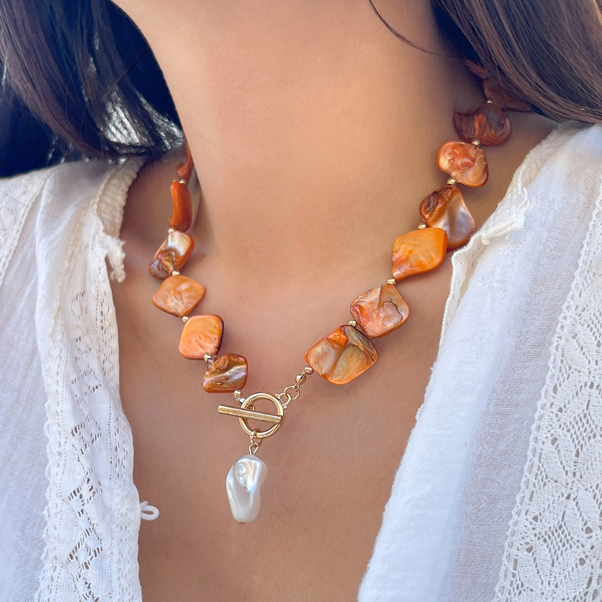 Ocean Wind Shell Piece Starfish Necklace Vacation Irregular Necklace