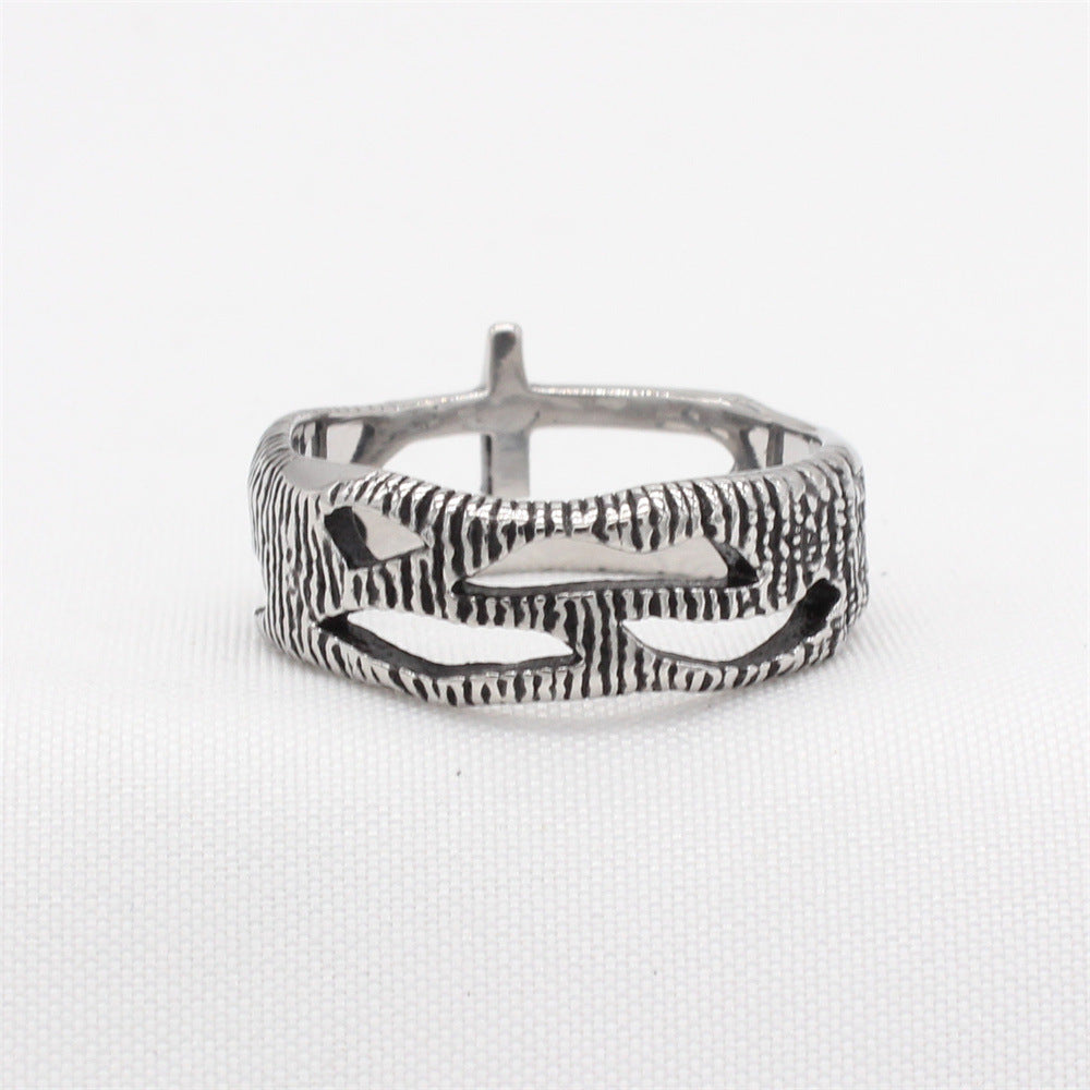 Planderful Everyday Genie Retro Cross Men's Titanium Steel Ring – Personalized European American Style