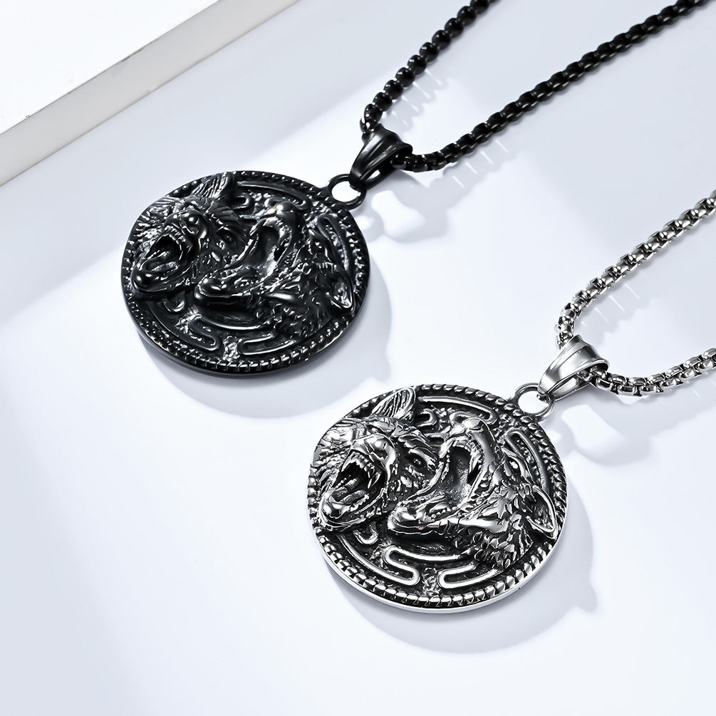 Retro Nordic Style Viking Wolf Necklace for Men Wholesale