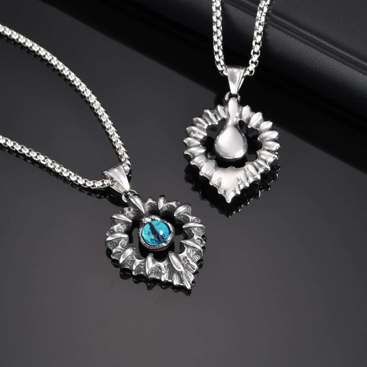 Men's – Stainless Steel Devil's Eye Pendant Necklace – Titanium Steel