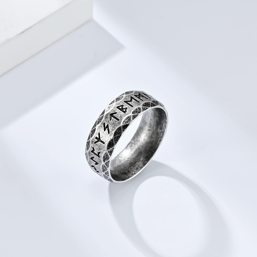 Planderful Viking Ring Nordic Text Titanium Steel For Men Durable Cultural Symbol Ring