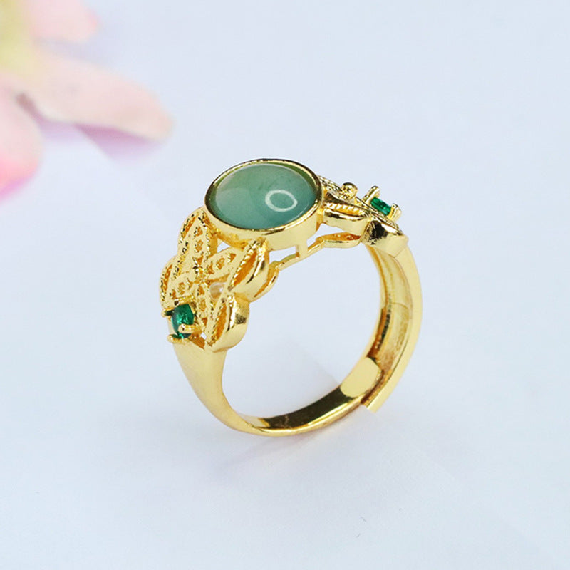 Blue-Water Jadeite Butterfly Dance Ring