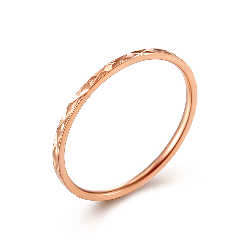 Planderful Titanium Steel Ring For Women 1mm Rhombus Stacked Minimalist Wedding Band Light Luxury Jewelry