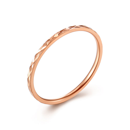 Planderful Titanium Steel Ring For Women 1mm Rhombus Stacked Minimalist Wedding Band Light Luxury Jewelry