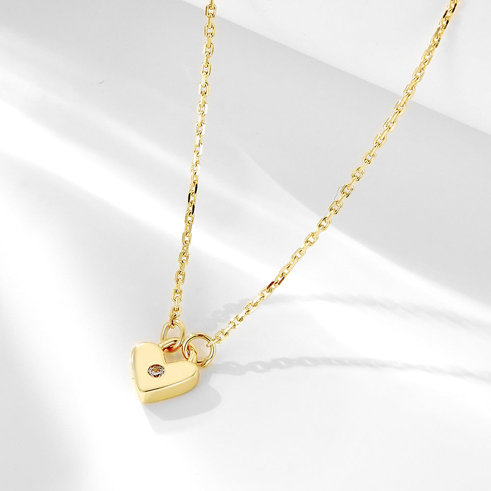 Style Heart-Shaped Zircon Clavicle Chain Necklace Love Sterling Silver