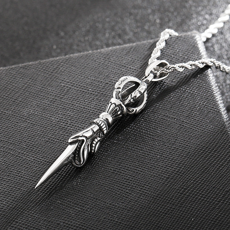 Bold and Edgy Stainless Steel Men's Pendant with Vintage Flair