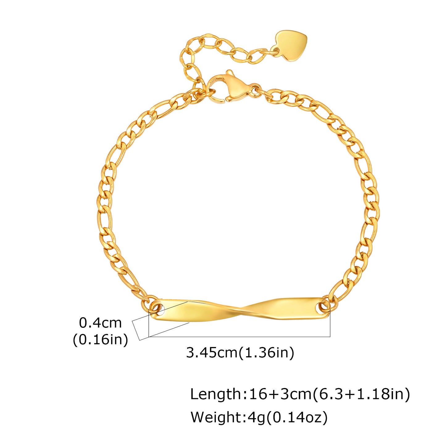 Planderful Gold Steel Mobius Bracelet For Couples Wear