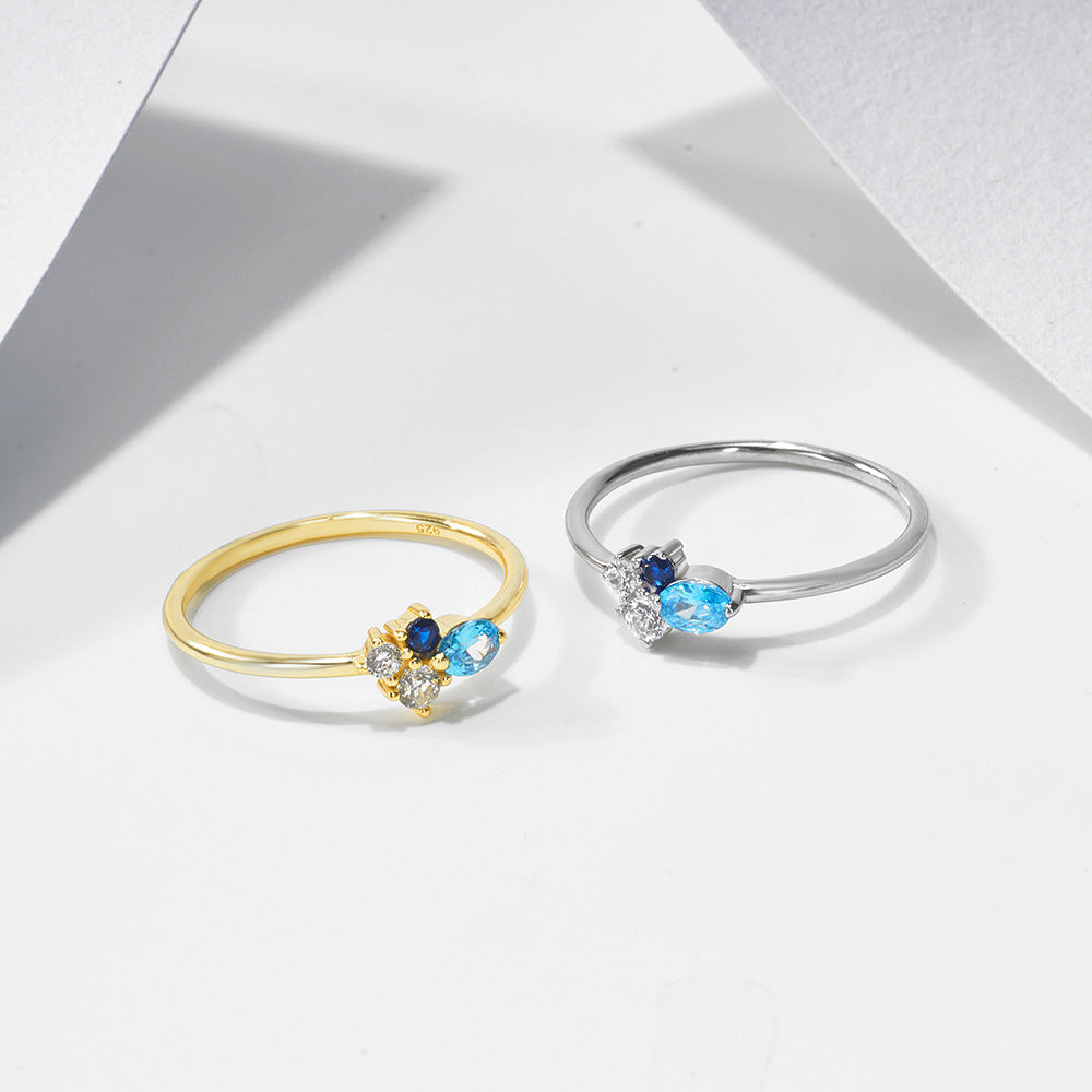 Colored Zircon Sterling Silver Ring Elegant Ring Jewelry