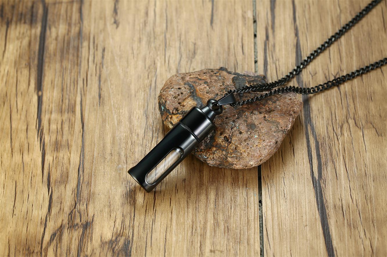 Perfume Bottle Pendant Stainless Steel Openable Steel Glass