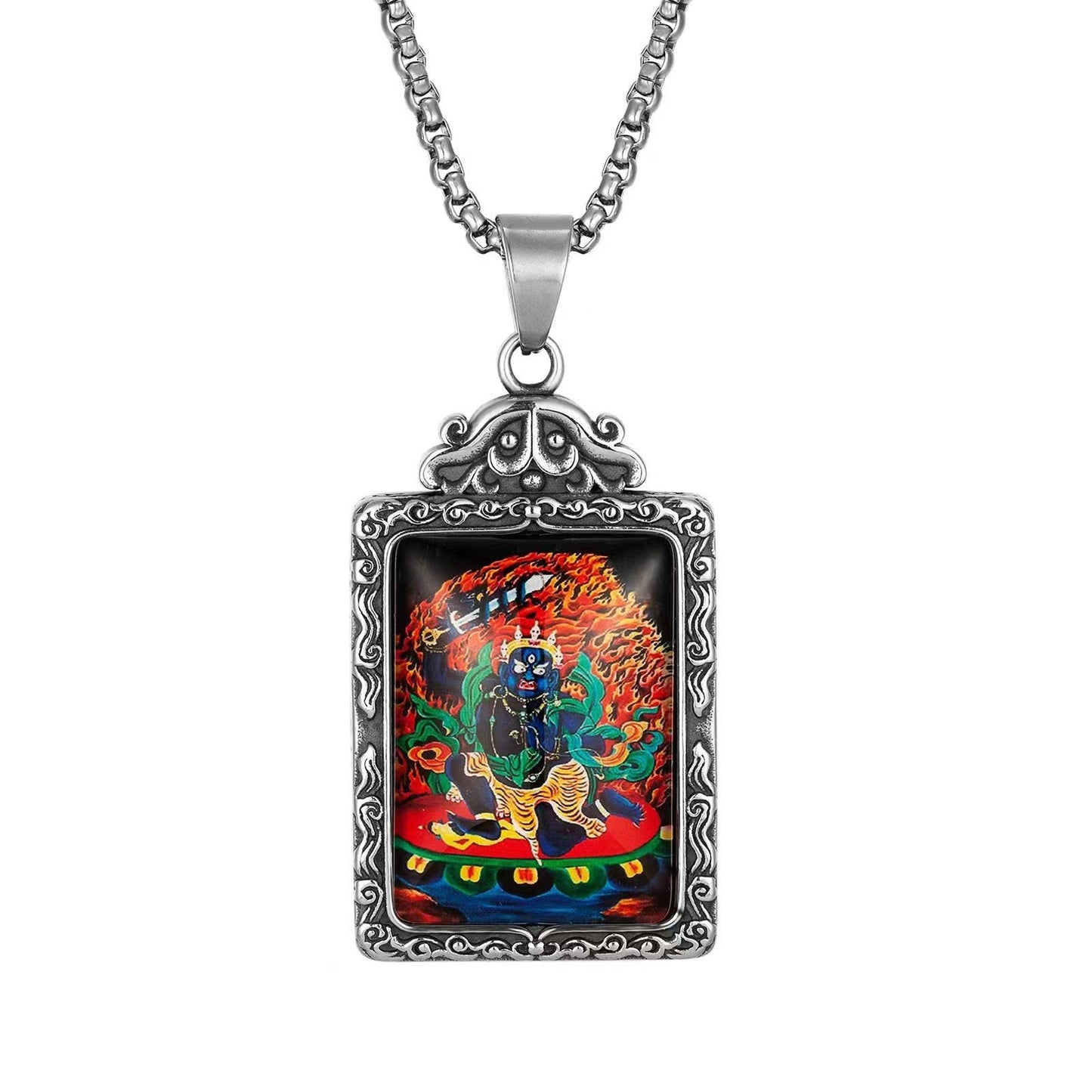 Zodiac Guardian Buddha Pendant For Men And Women By Planderful Titanium Steel Thangka Necklace With Premium Protection