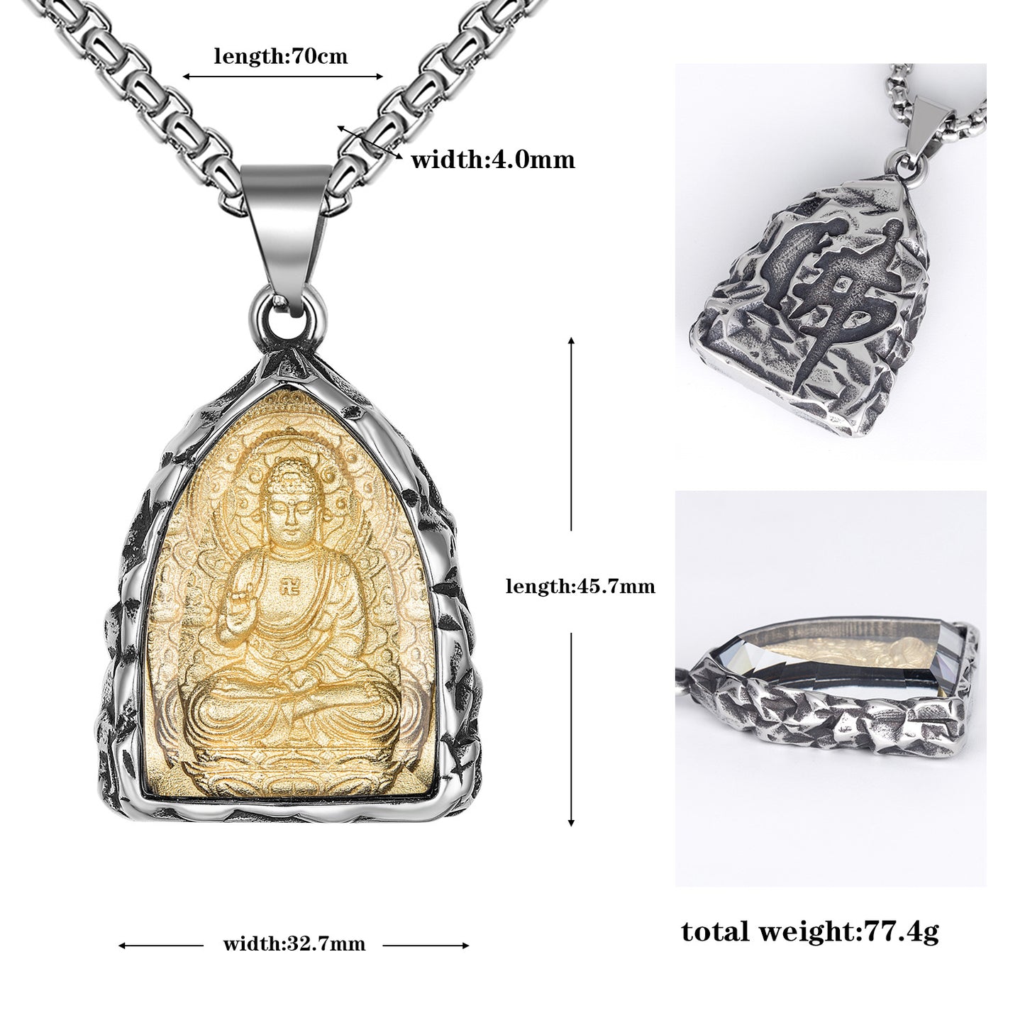 Stainless Steel Necklace - Statement Patron Saints Pendant