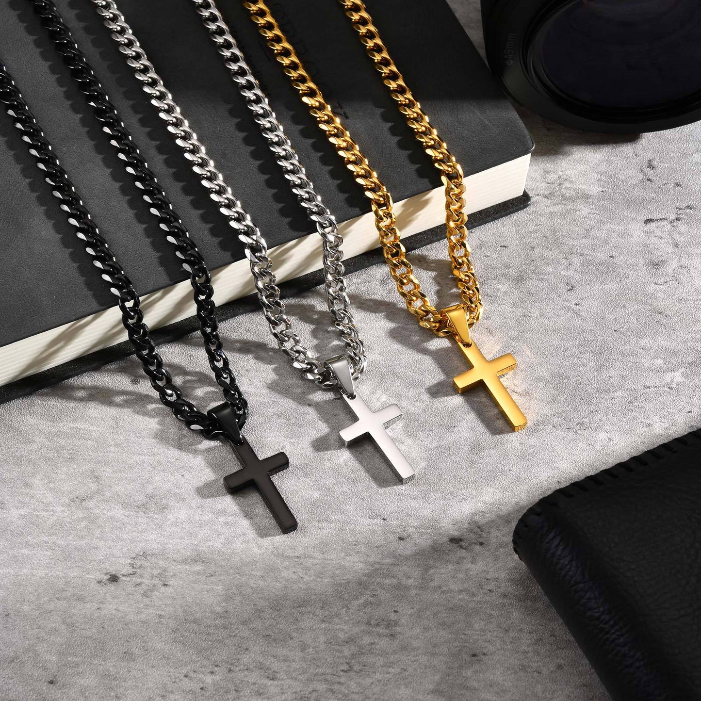 Planderful Stainless Steel Cross Necklace For Men Hip Hop