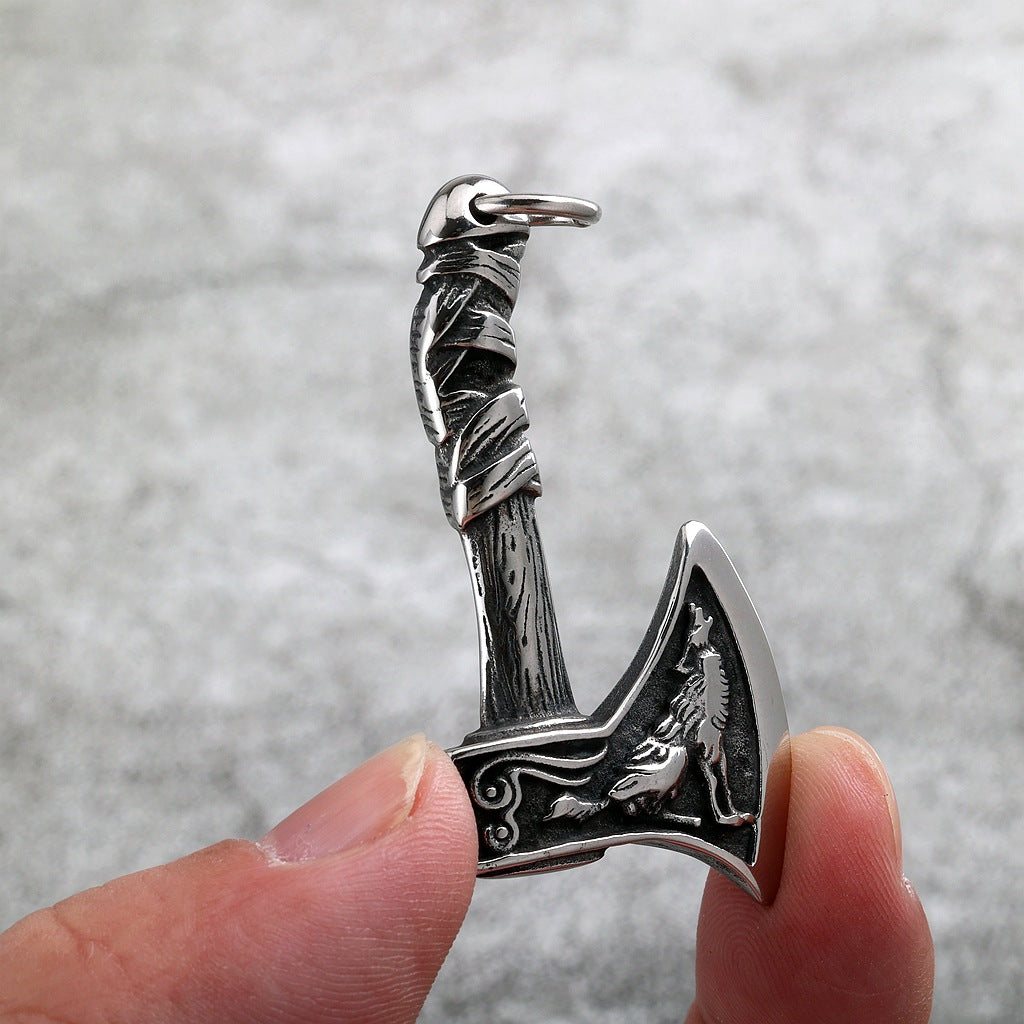 Vintage Wolf Stainless Steel Men's Pendant Necklace