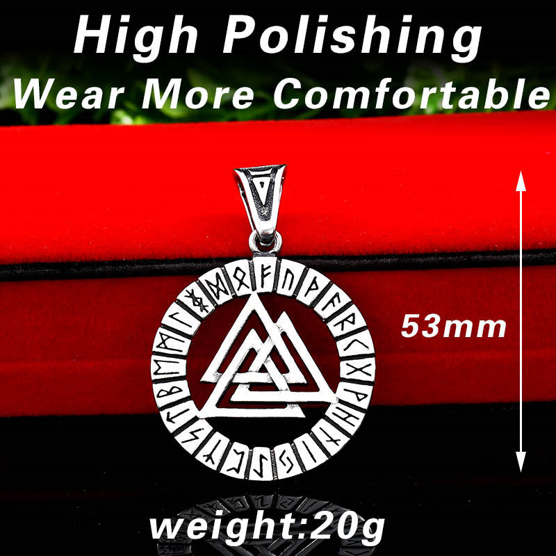 Titanium Steel Viking Rune Pendant for Men - Retro Nordic Mythology Fashion Accessory