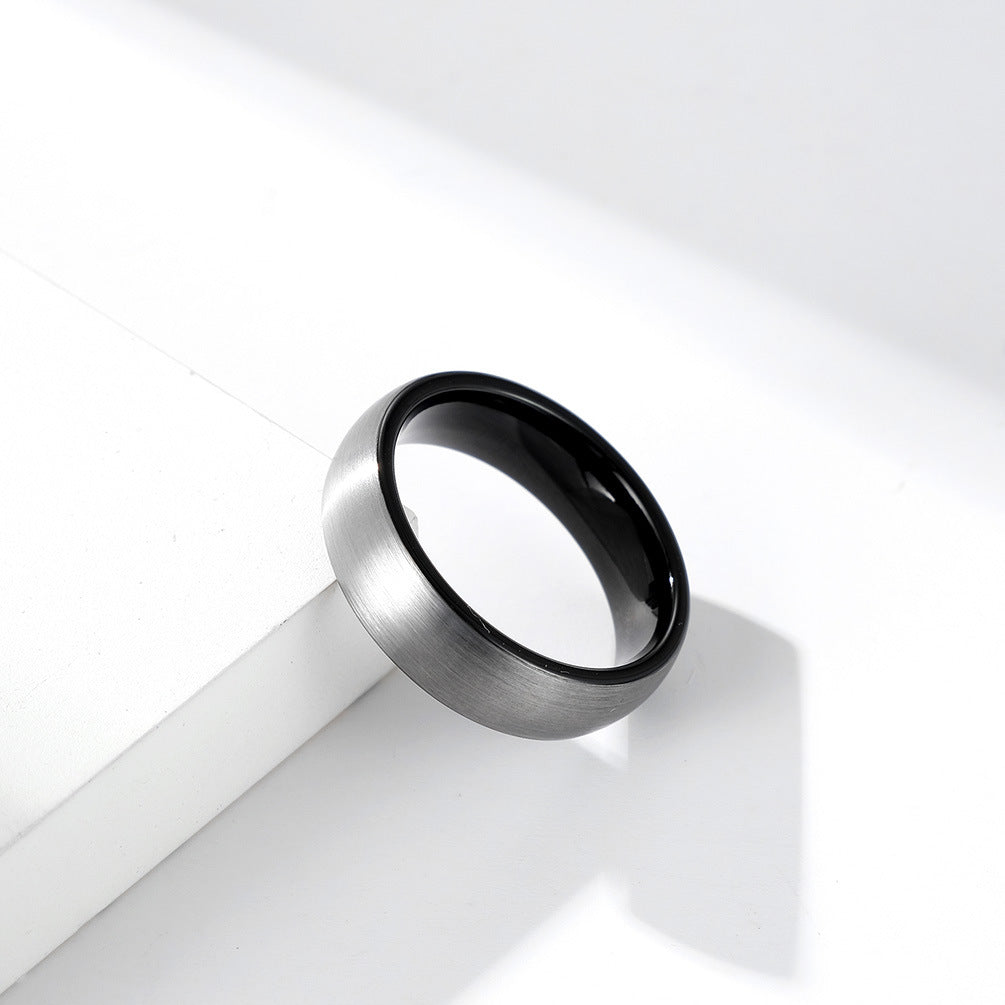 Curved Sand Surface Tungsten Steel Ring for Men