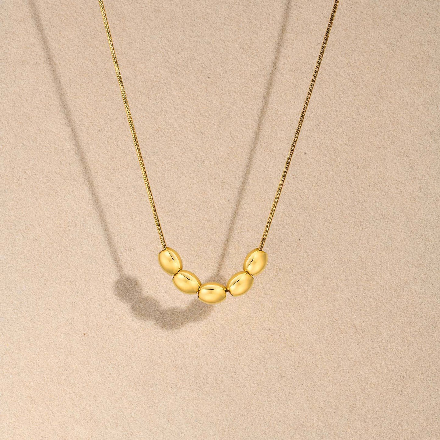 Stainless Steel Ladies Simple Round Snake Chain Necklace Gold