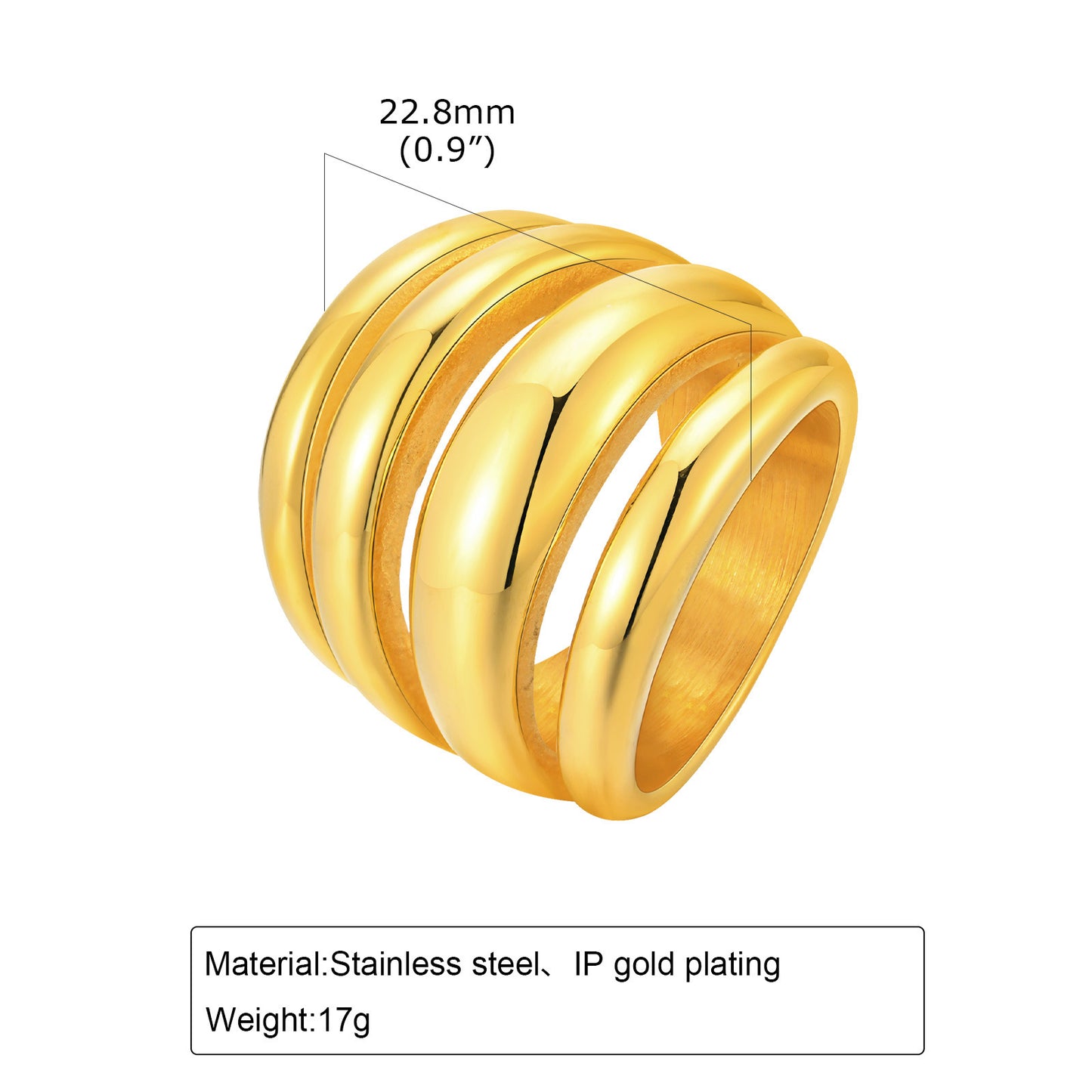 Rings Stainless Steel Multi-Layer Twist Three-Layer 18K Gold Fashion Jewelry
