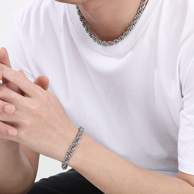 Mens Stainless Steel Twist Circle Necklace Jewelry Style