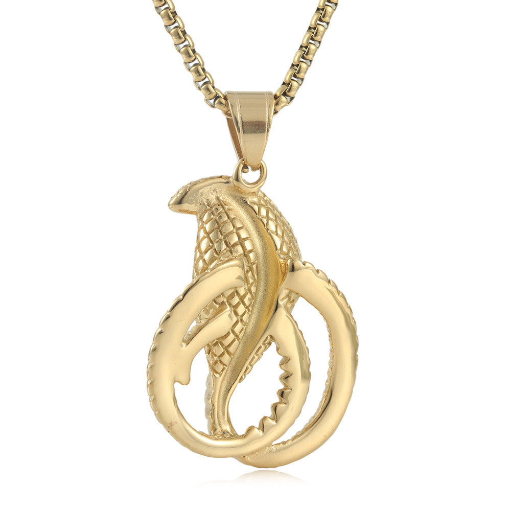 European And American Stainless Steel Cobra Pendant For Men