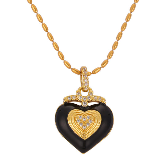 Retro Glam Titanium Heart Pendant Necklace - Wholesale Women's Jewelry