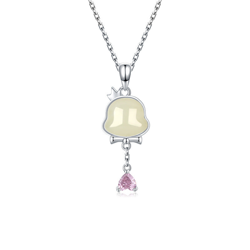 Planderful Snake HeTian Jade Necklace For Women S925 Sterling Silver Elegant Clavicle Chain With Zircon Tassel