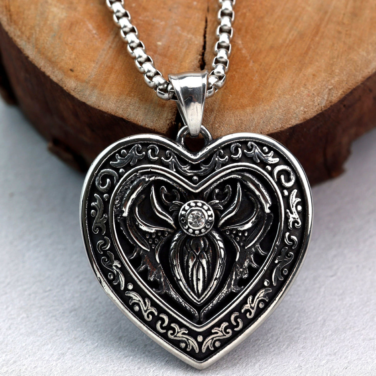 Punk Heart Stainless Steel Pendant Necklace