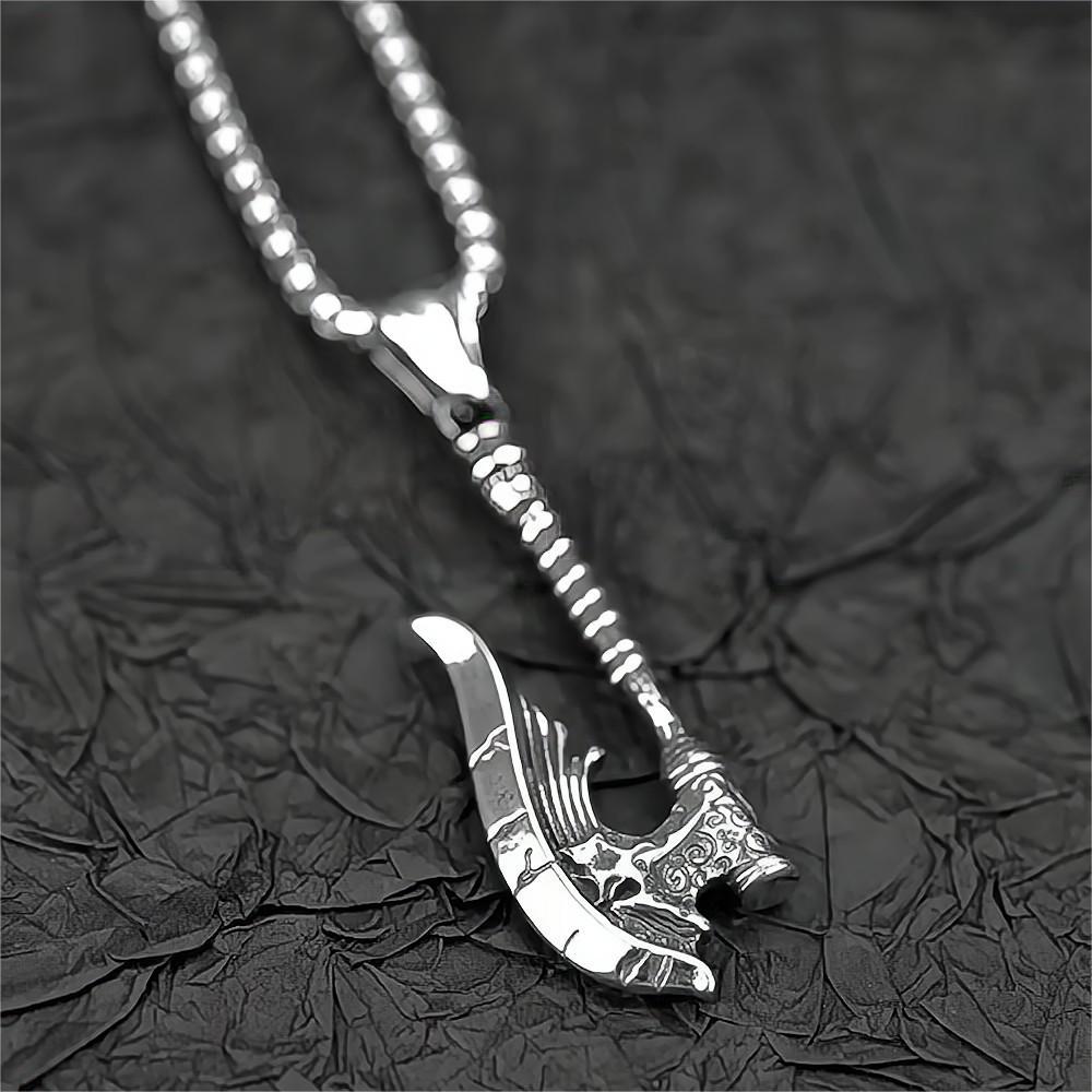 European And American Jewelry Wholesale Titanium Steel Men's Pendant Necklace Retro Hip-Hop Axe Text Design