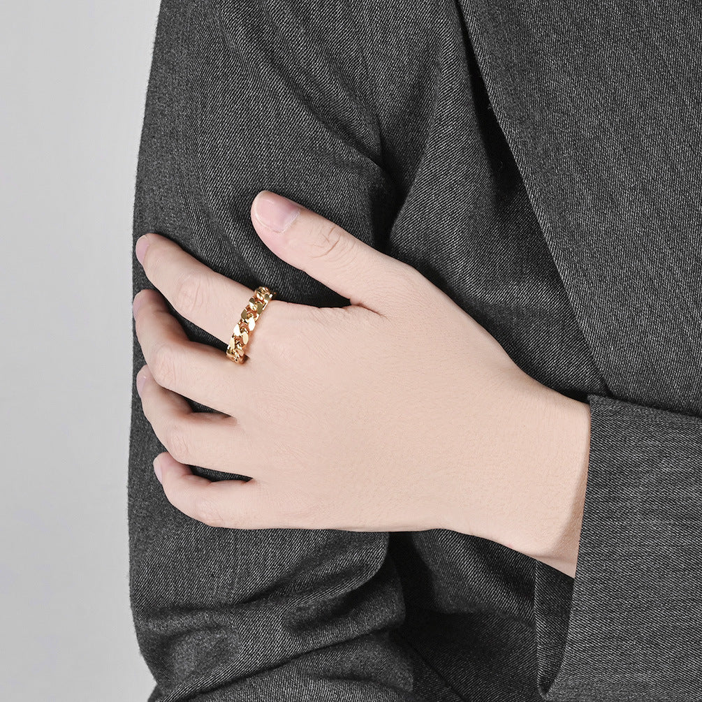 Neutral Simple Light Luxury Titanium Steel Chain Ring Jewelry