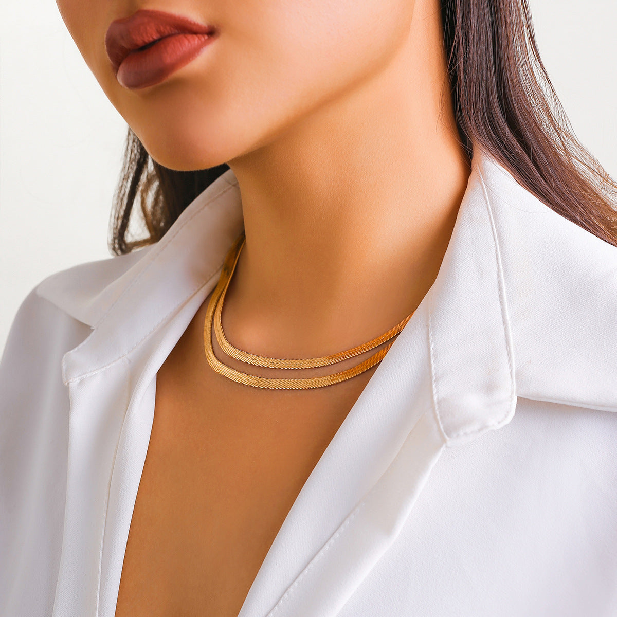 Sleek Snake Bone Chain Necklace Featuring Elegant French Chain Design