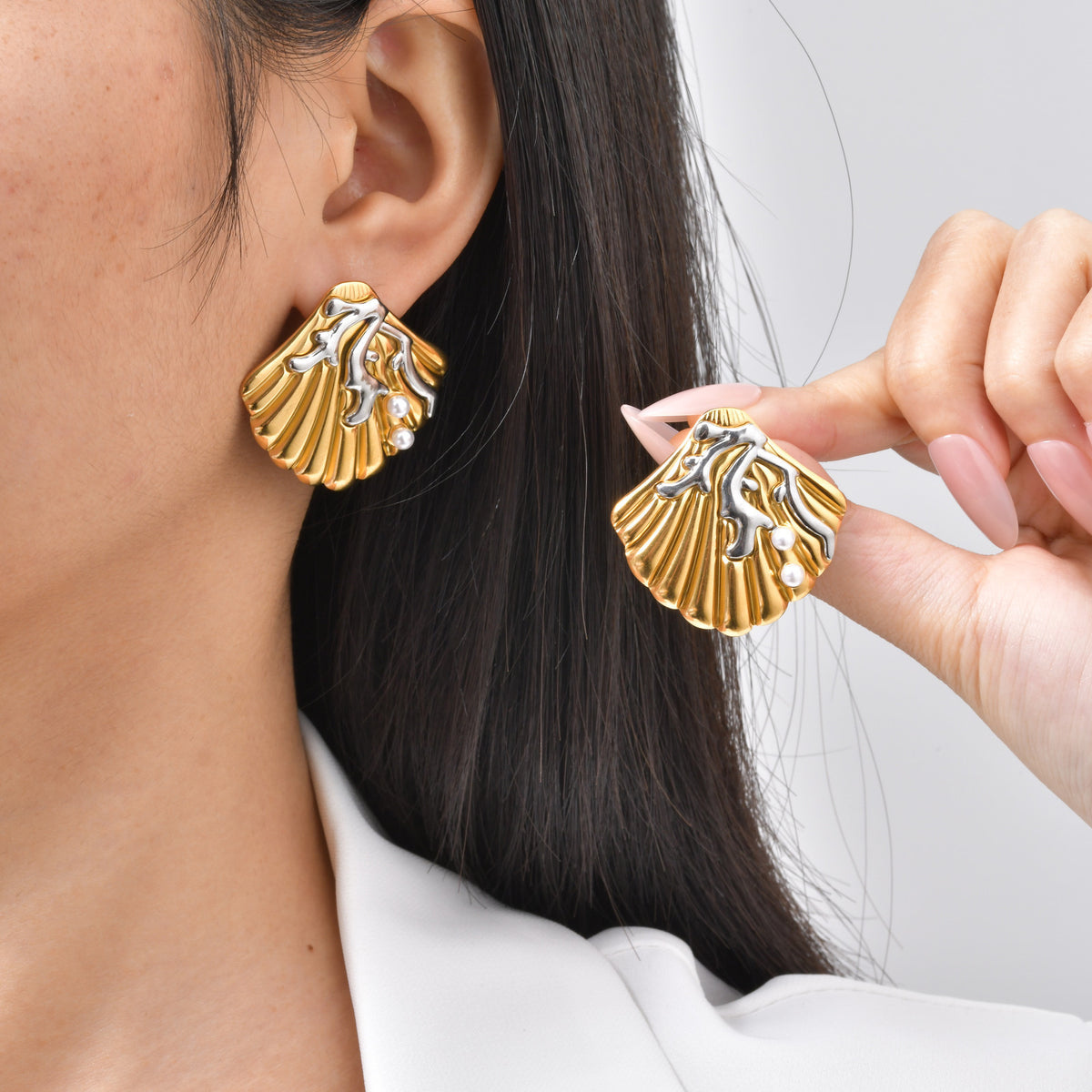 Stainless Steel Pearl Earrings