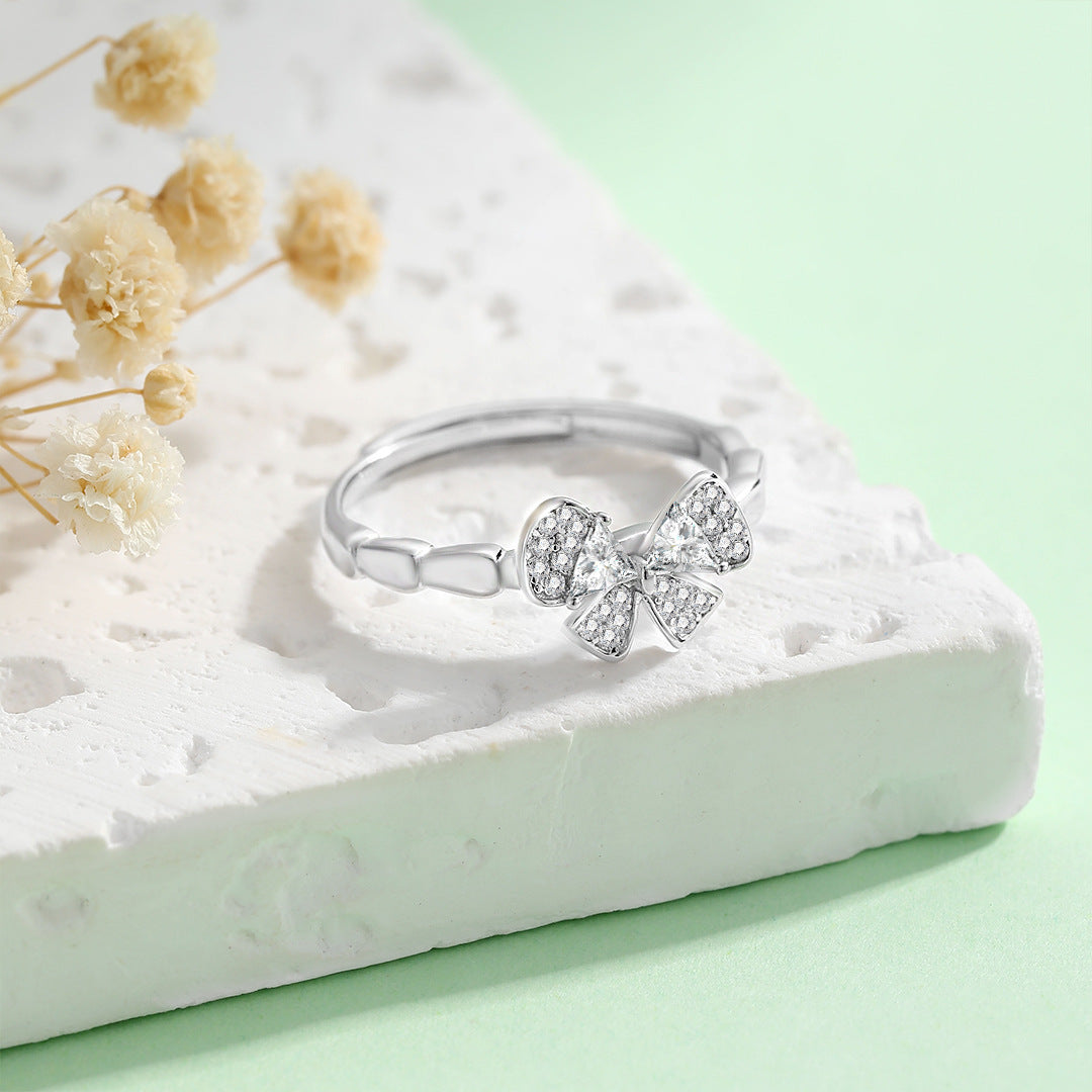 Planderful S925 Sterling Silver Butterfly Ring For Women Adjustable Size Chic Fashion Accessory