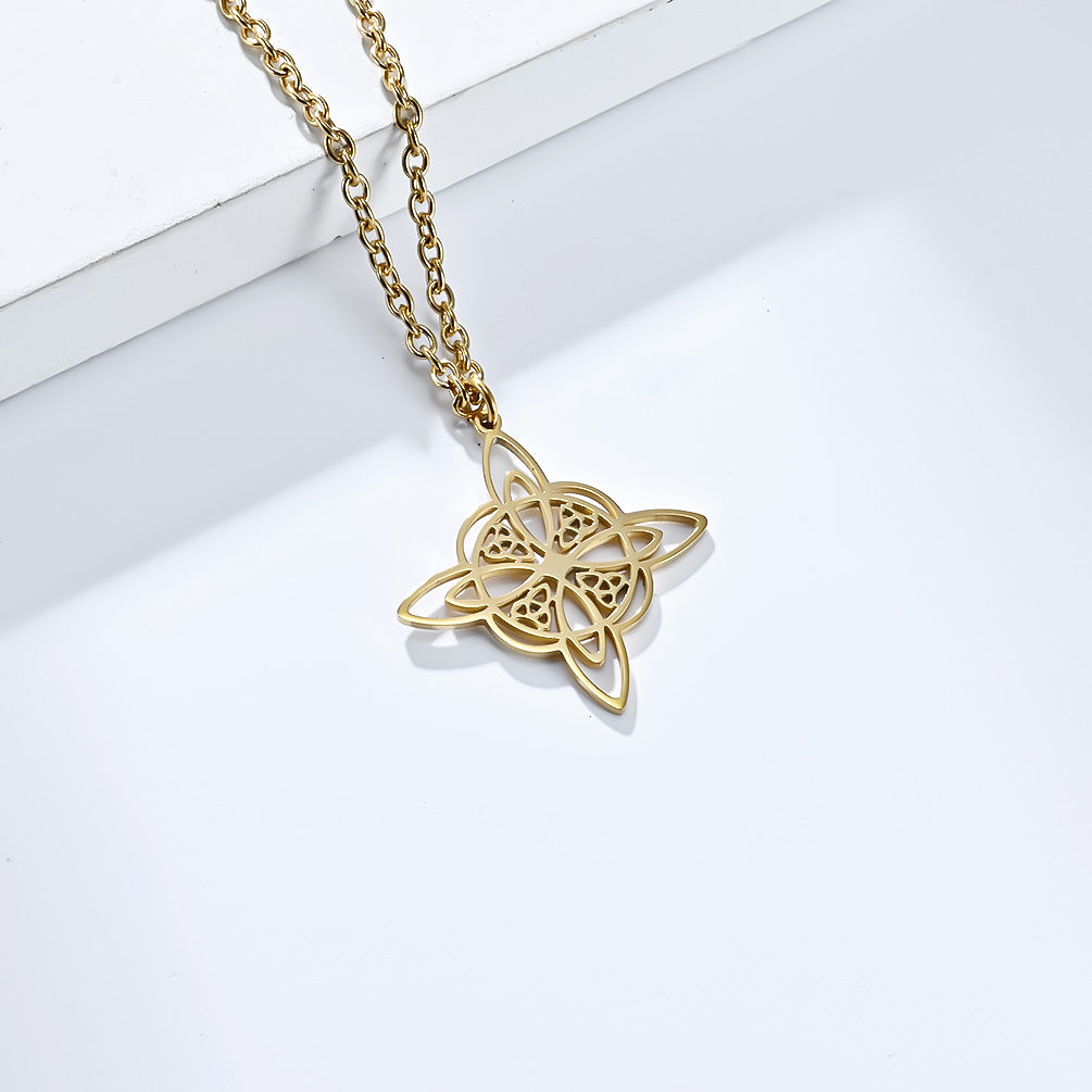 Planderful Nordic Celtic Eternal Knot Necklace Unisex Everyday Wear Durable Steel Chain