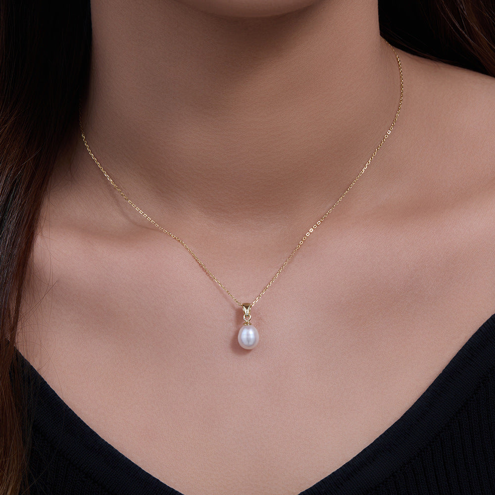 925 Sterling Silver Natural Freshwater Pearl Necklace Elegant Niche Jewelry Necklace
