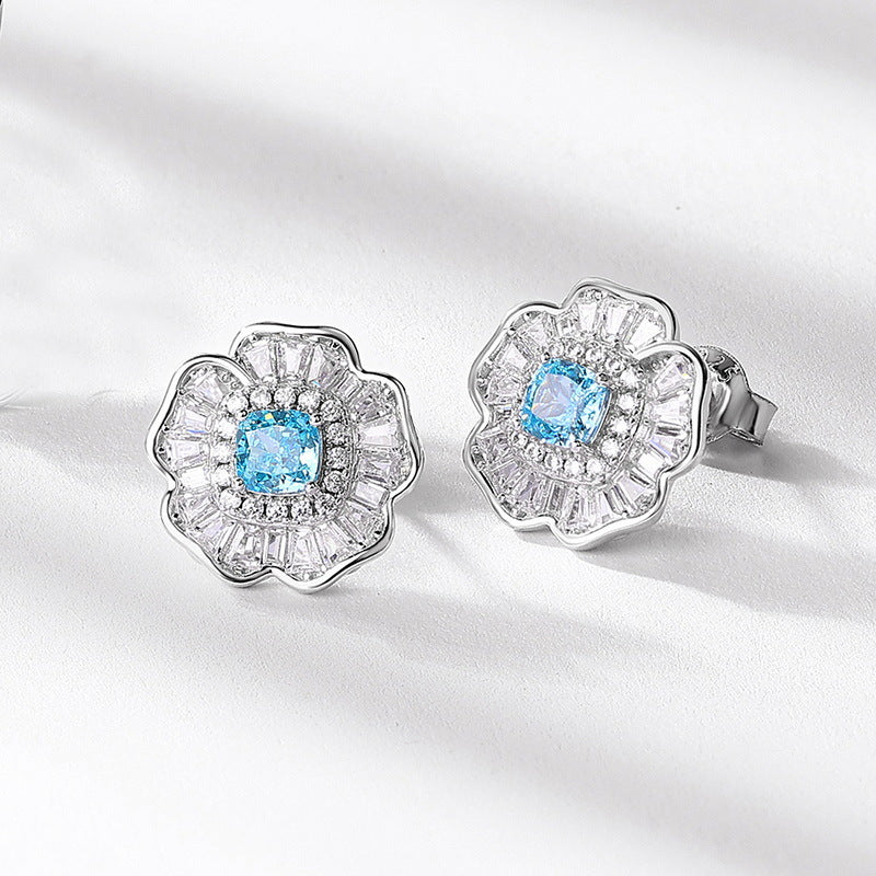S925 Sterling Silver High-Carbon Stone Flower Jewelry Collection