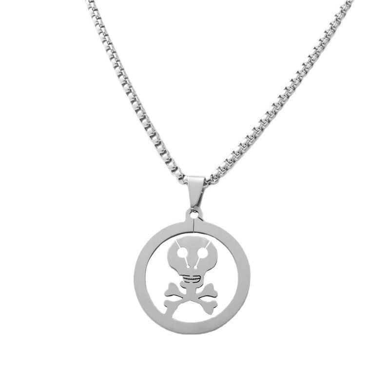 Titanium Steel Retro Pirate Skull Pendant Necklace for Men