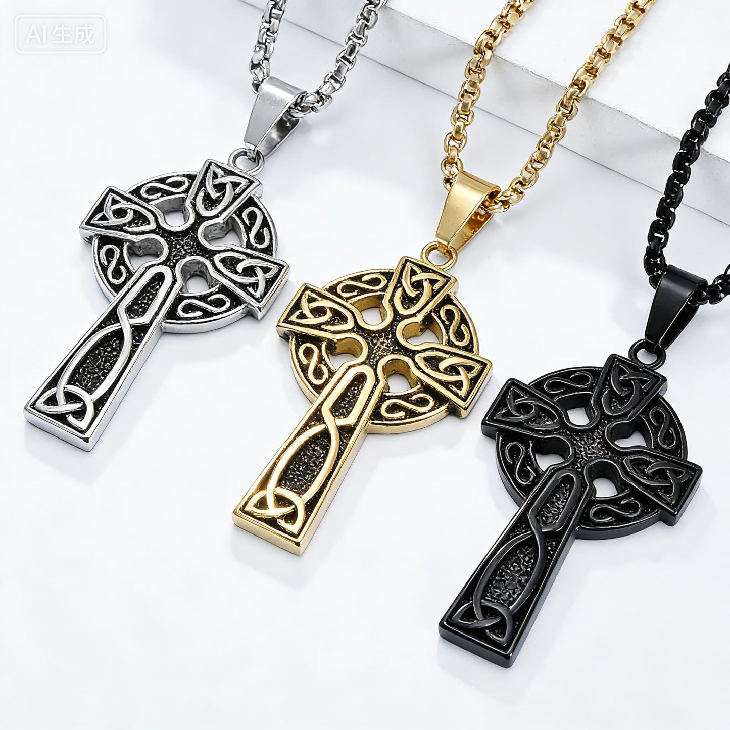 Planderful Stainless Steel Celtic Cross Necklace With Eternal Knot Symbol For Nordic Jewelry Lovers
