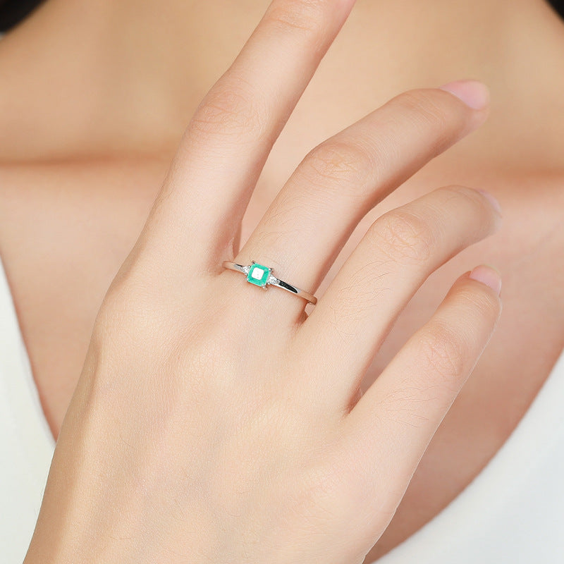 S925 Sterling Silver Japanese Imitation Paraiba Tourmaline Ring for Women