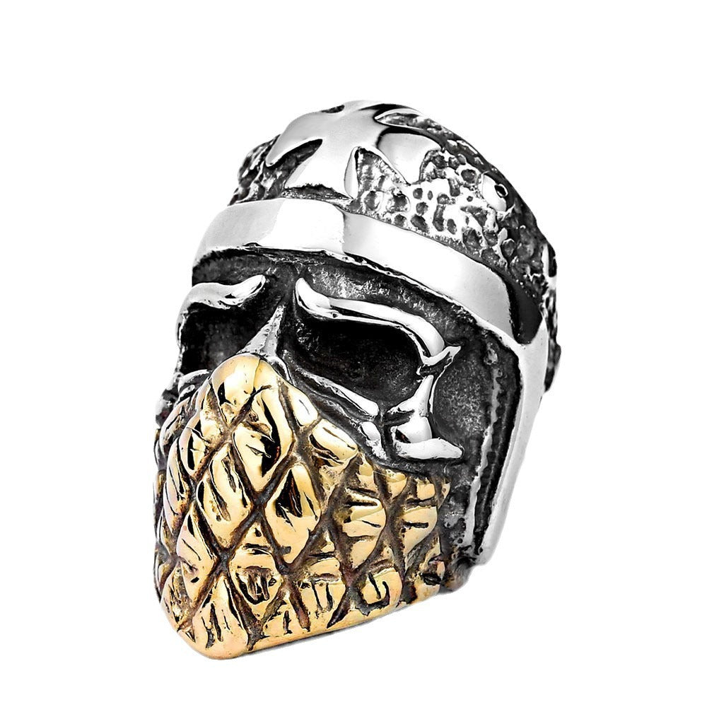 Men's Dominant Style Titanium Steel Skull Cross Ring - Punk Jewelry Wholesale