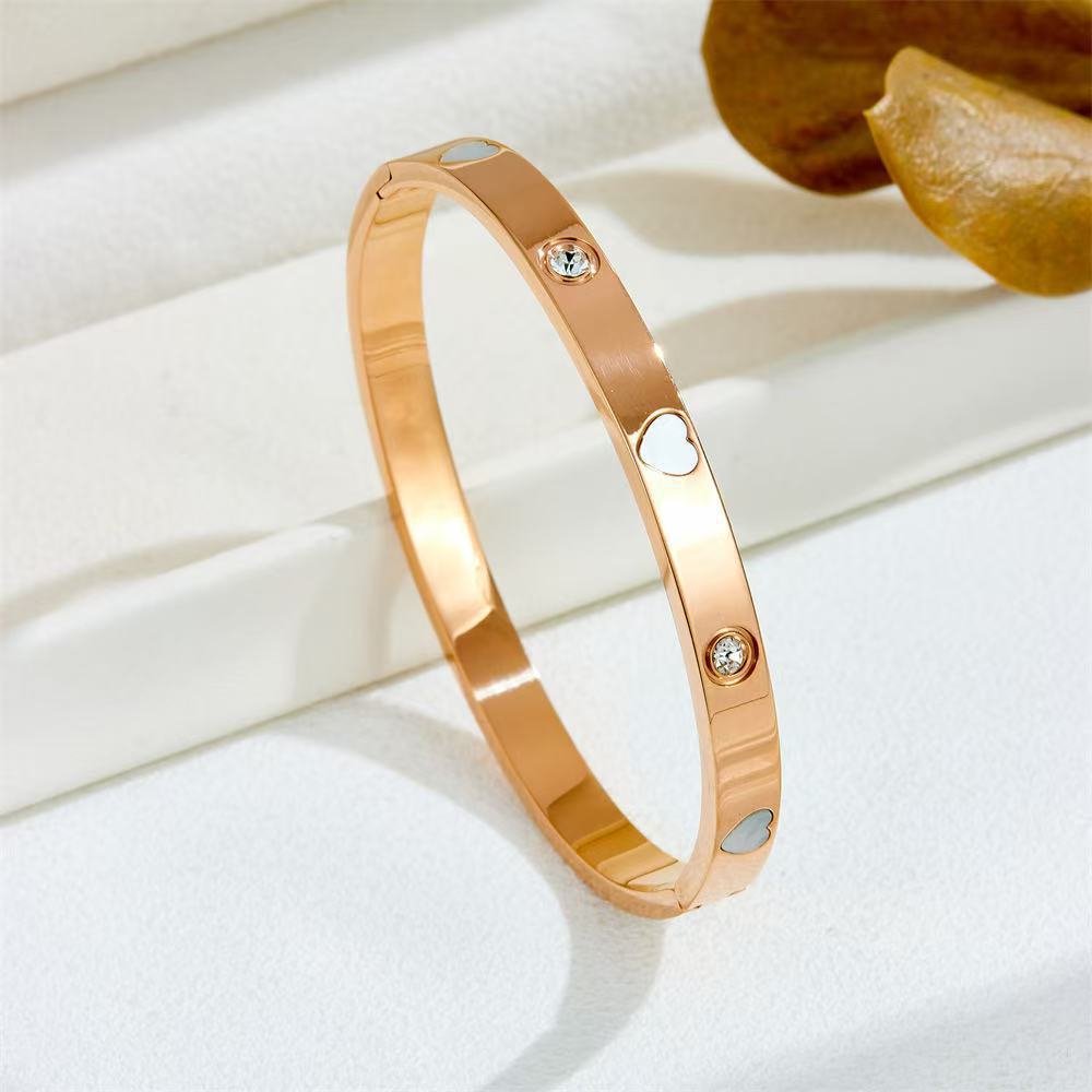 Planderful Jewelry Stainless Steel Zircon Open Bracelet For Women European Inspired Minimalist Luxury