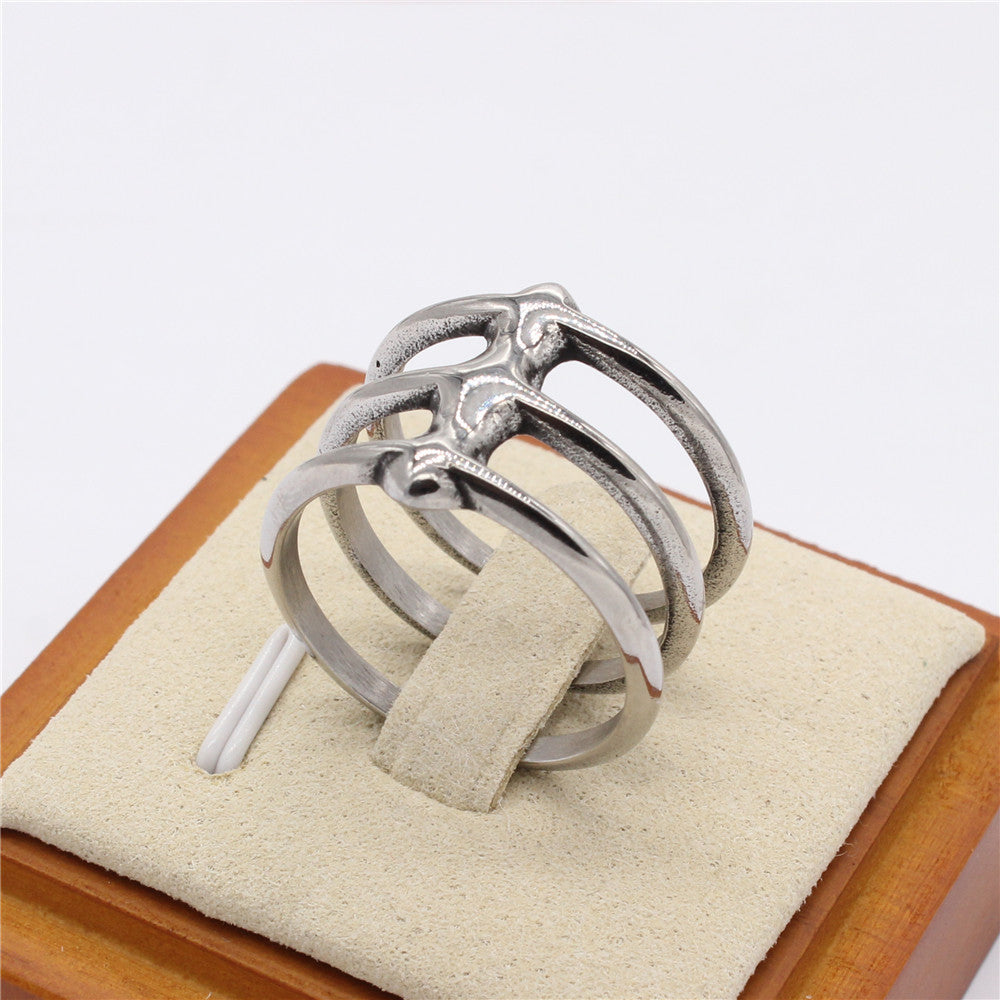 European and American Fashion Titanium Steel Ins Style Three Ring Set for Men and Women