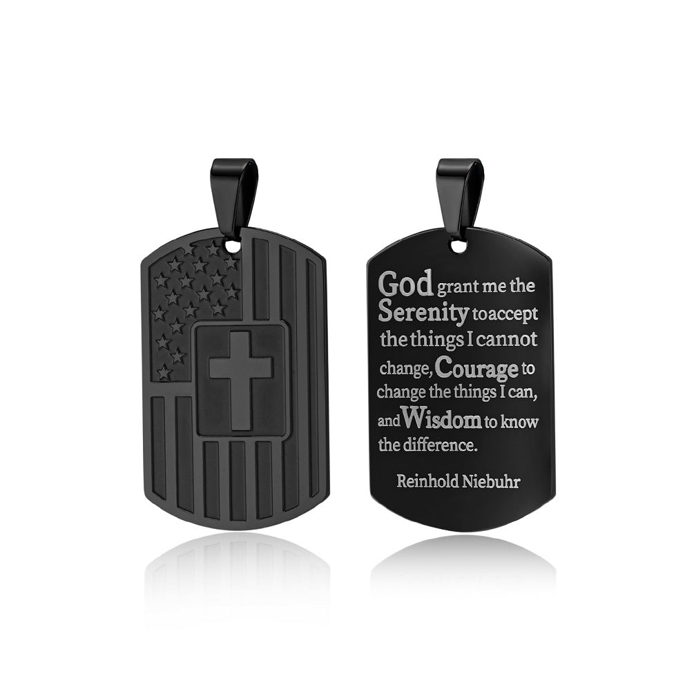 American Flag Cross Necklace - Elegant Military Pendant for Men