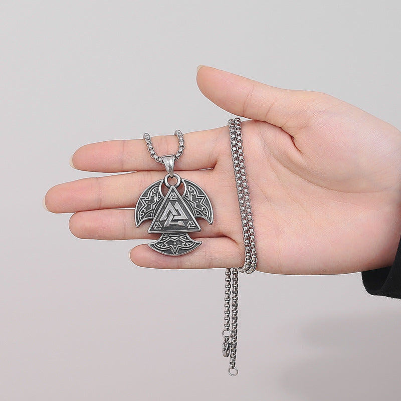 Steel Necklace - Vintage Viking Celtic Men's Pendant For Everyday Wear And Gifting