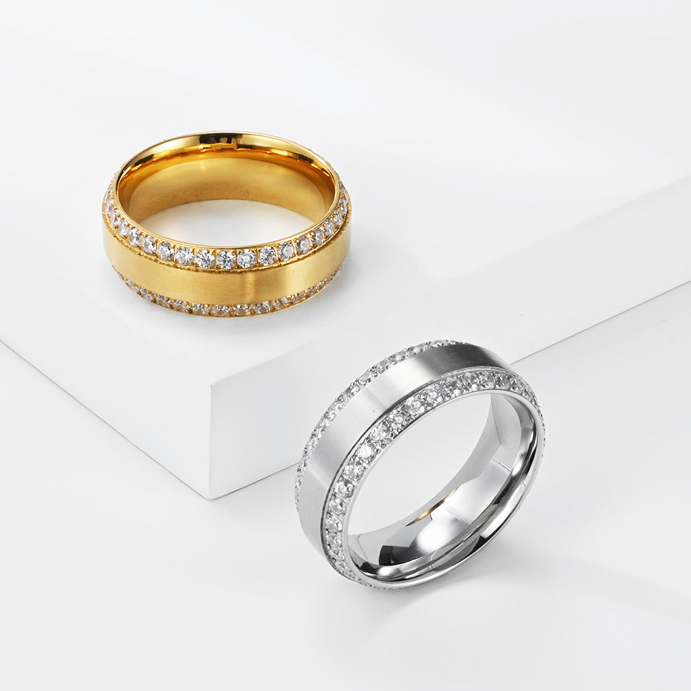 Zircon Stainless Steel Ring Unisex